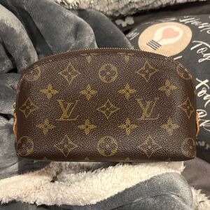 Authentic Louis Vuitton Brown and Tan Monogram Cosmetic Pouch